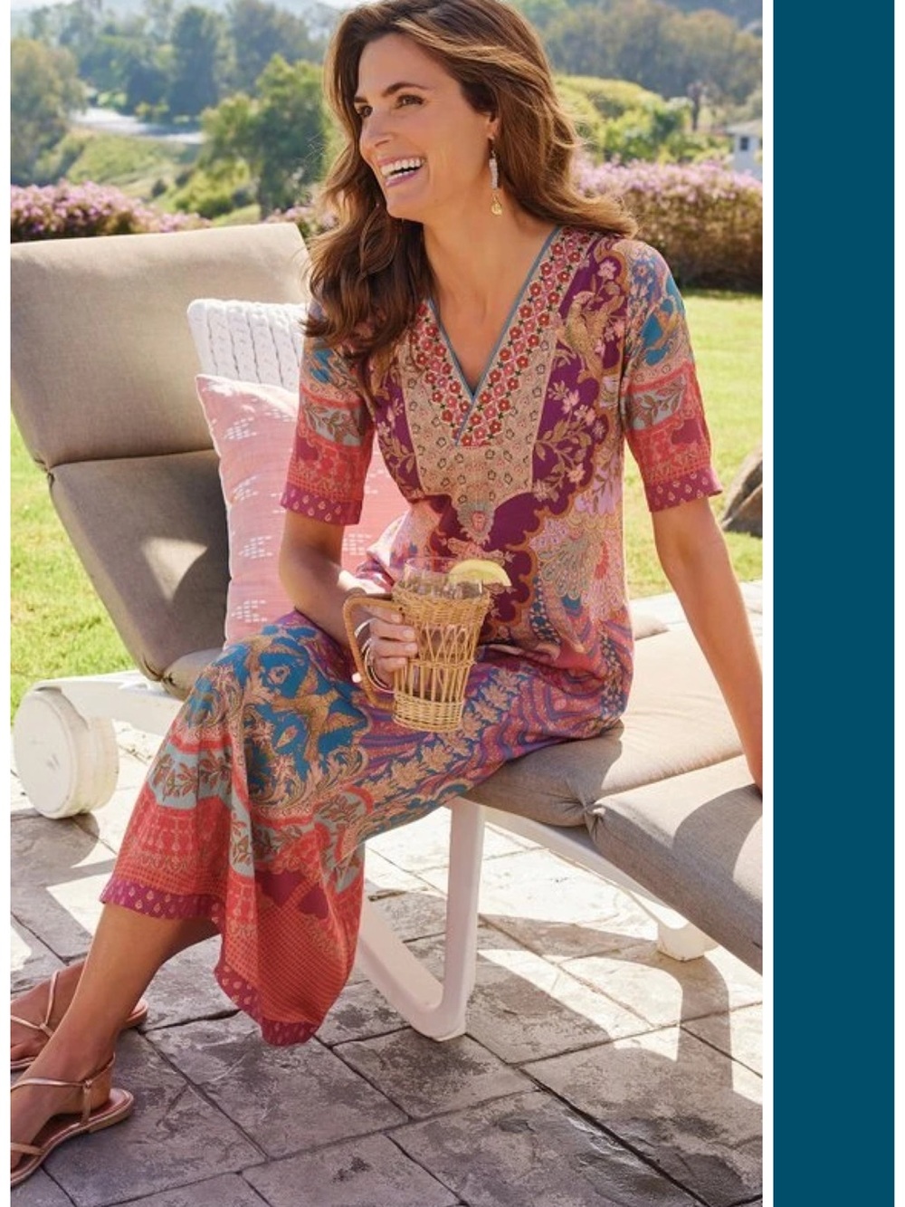 Soft Surroundings Parasol Midi Dress in Siva Magenta Size M EUC